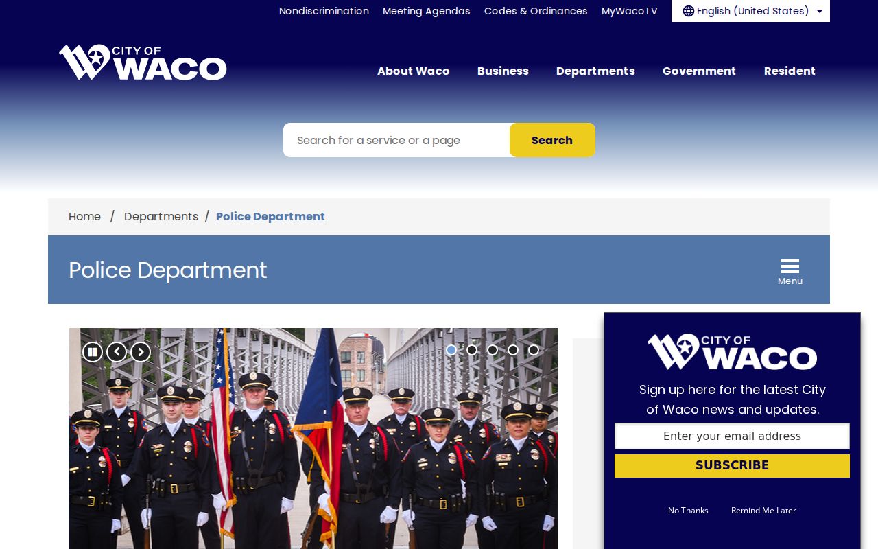Waco warrant records guide, Waco Police Department public contact
