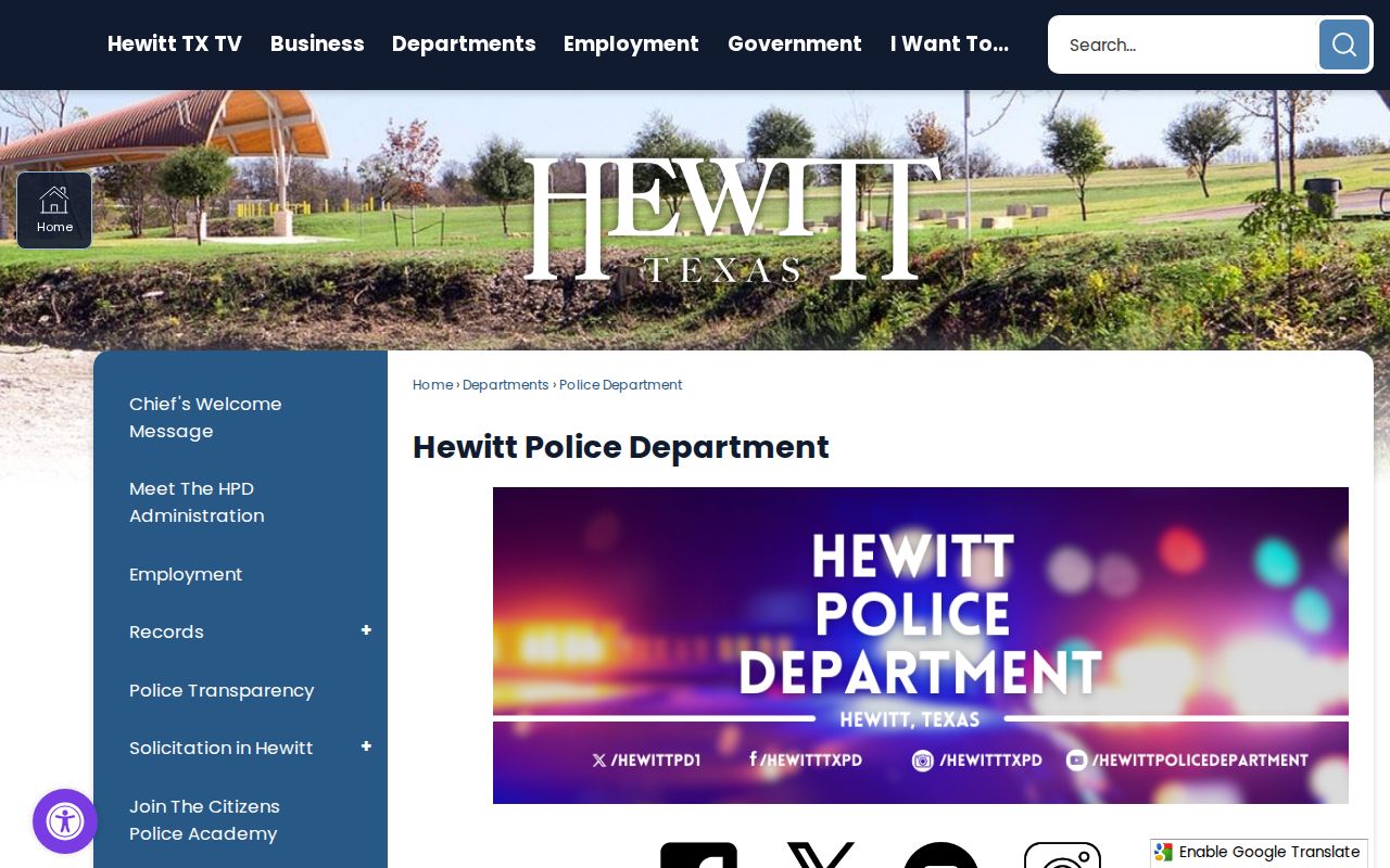 Hewitt warrant records guide, Police Department contact page at Patriot Court